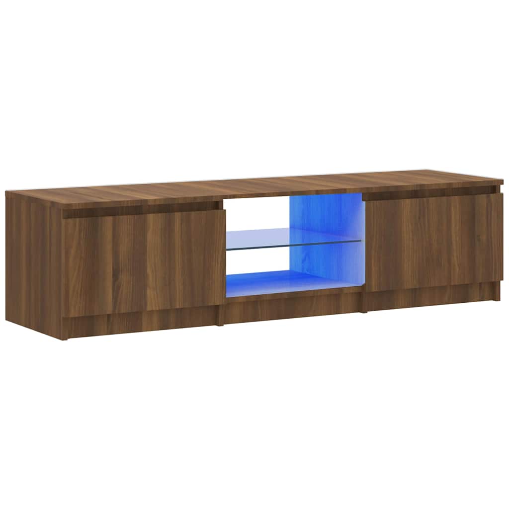 Έπιπλο Τηλεόρασης με LED Καφέ δρυς 140x40x35,5 εκ.