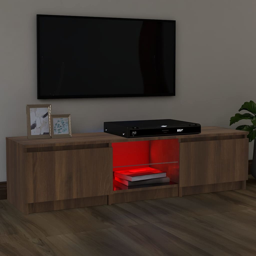Έπιπλο Τηλεόρασης με LED Καφέ δρυς 140x40x35,5 εκ.