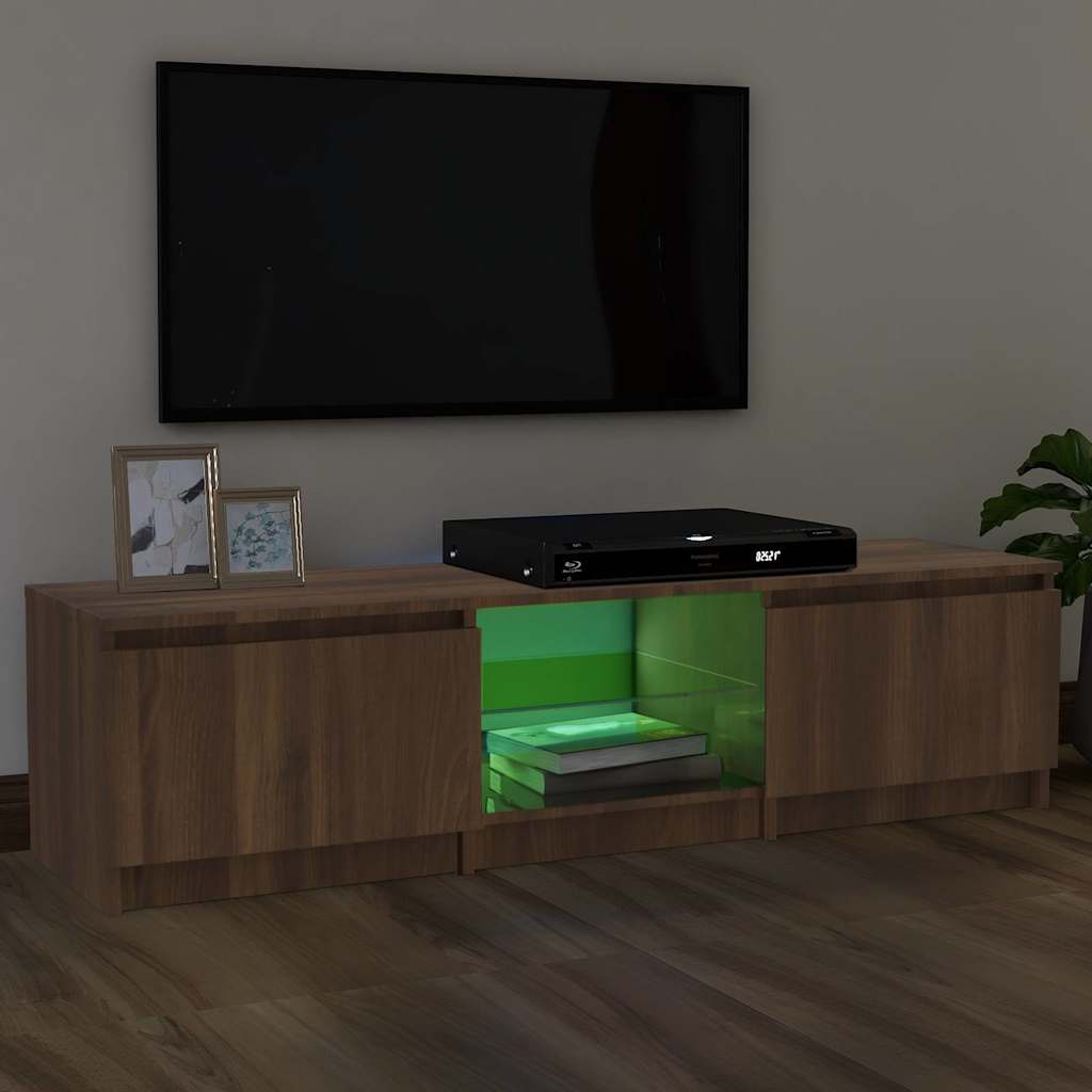 Έπιπλο Τηλεόρασης με LED Καφέ δρυς 140x40x35,5 εκ.
