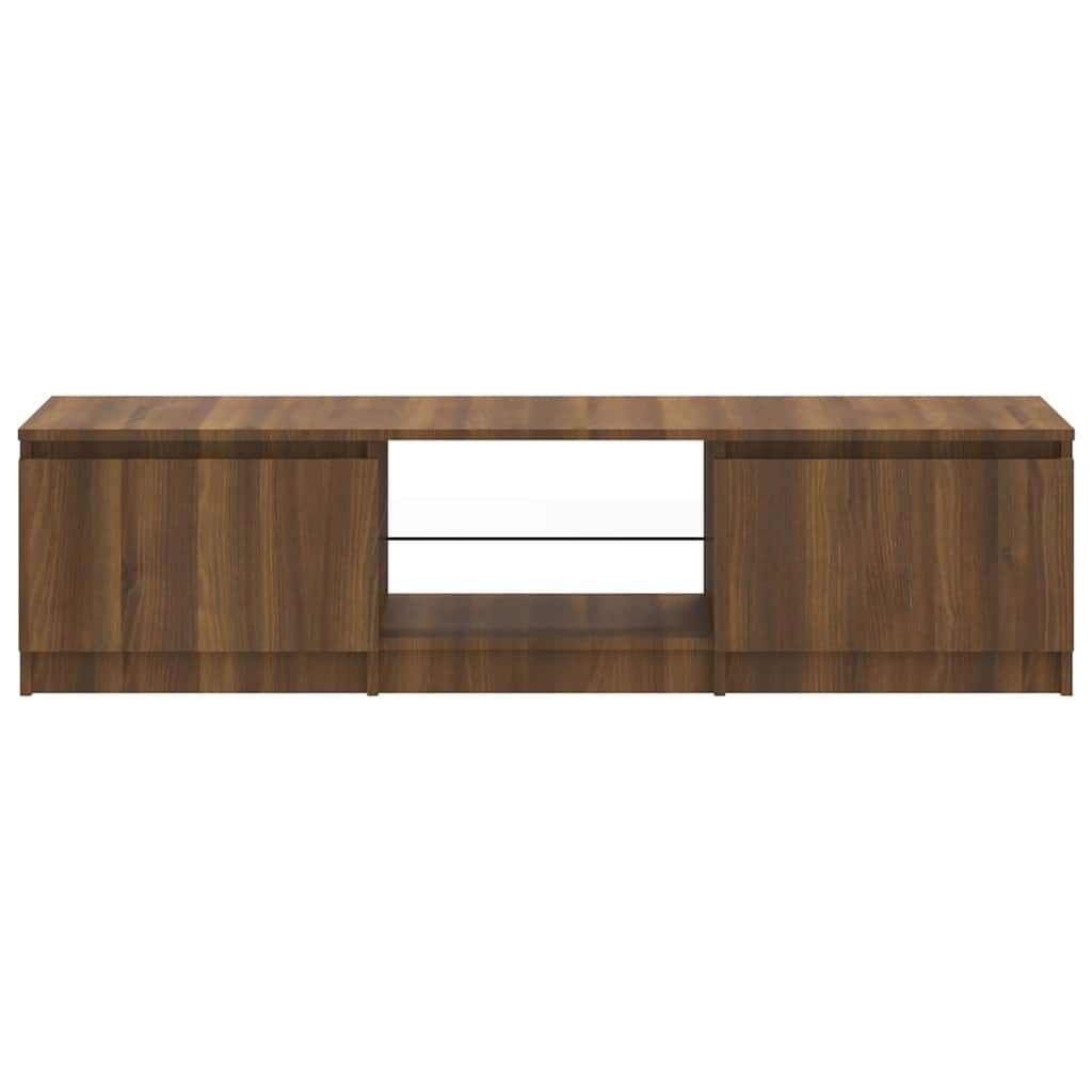Έπιπλο Τηλεόρασης με LED Καφέ δρυς 140x40x35,5 εκ.