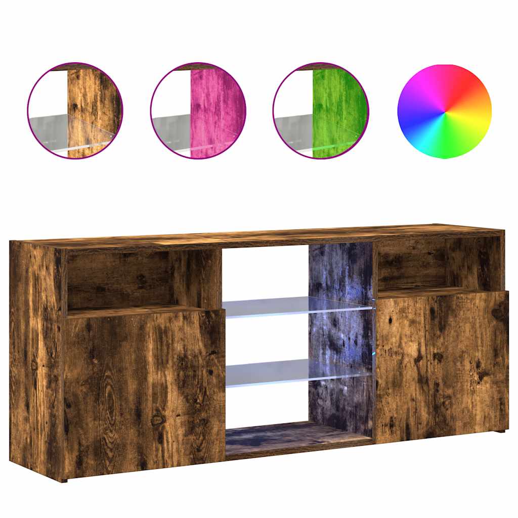 Έπιπλο Τηλεόρασης με LED Καπνιστή Δρυς 120 x 30 x 50 εκ. - Pakobazaar