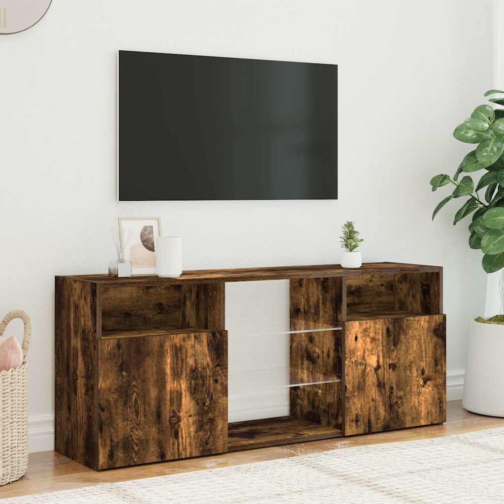 Έπιπλο Τηλεόρασης με LED Καπνιστή Δρυς 120 x 30 x 50 εκ. - Pakobazaar