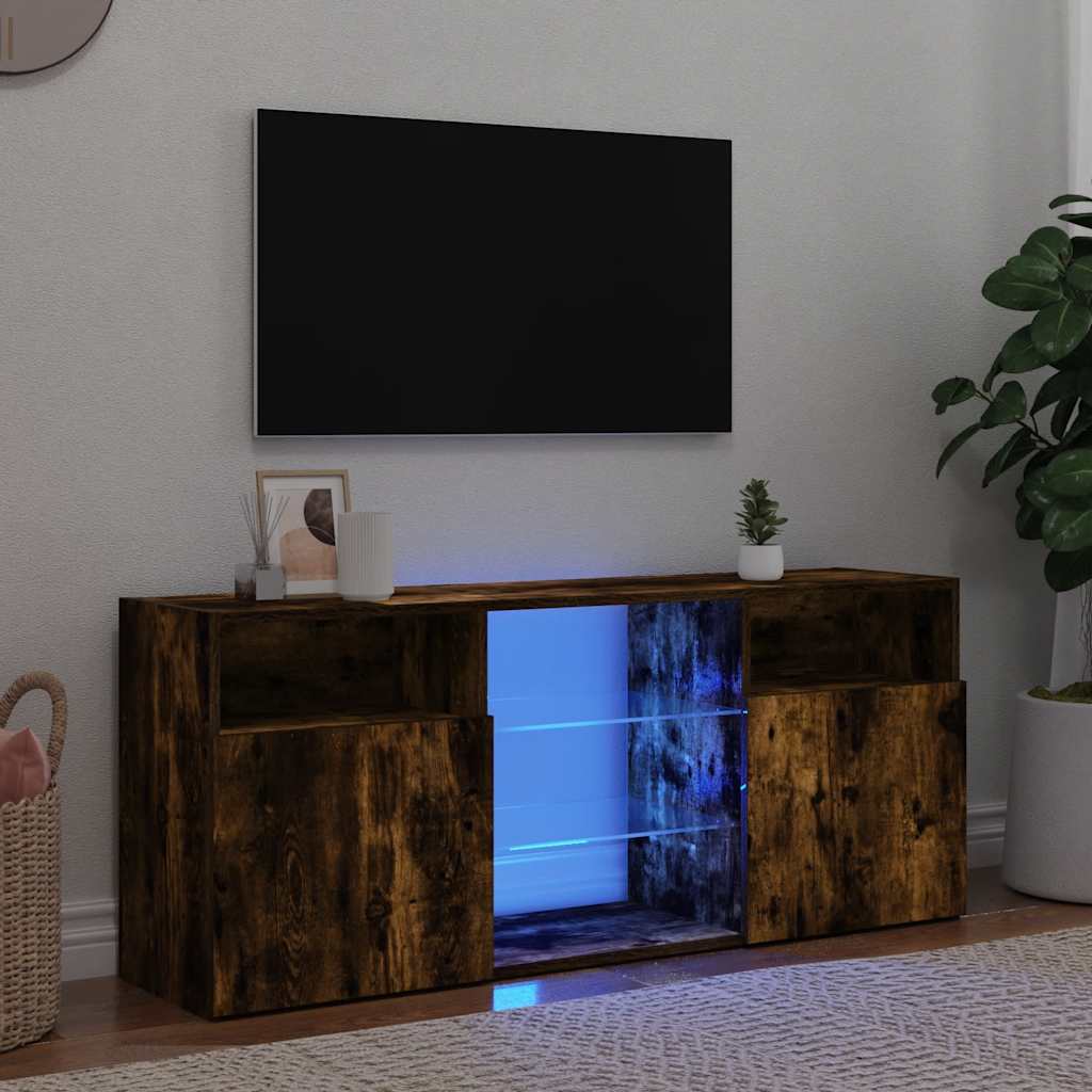 Έπιπλο Τηλεόρασης με LED Καπνιστή Δρυς 120 x 30 x 50 εκ. - Pakobazaar