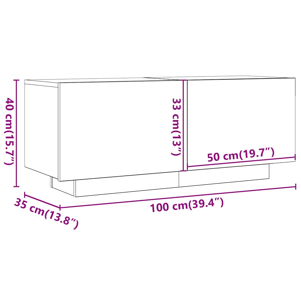 Έπιπλο Τηλεόρασης Γκρι Sonoma 100x35x40 εκ. από Επεξεργ. Ξύλο