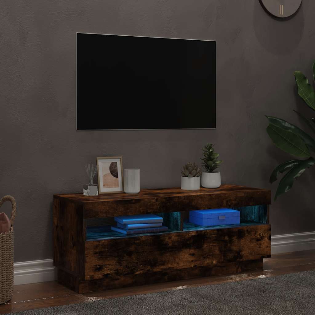 Έπιπλο Τηλεόρασης με LED Καπνιστή Δρυς 100x35x40 εκ. - Pakobazaar