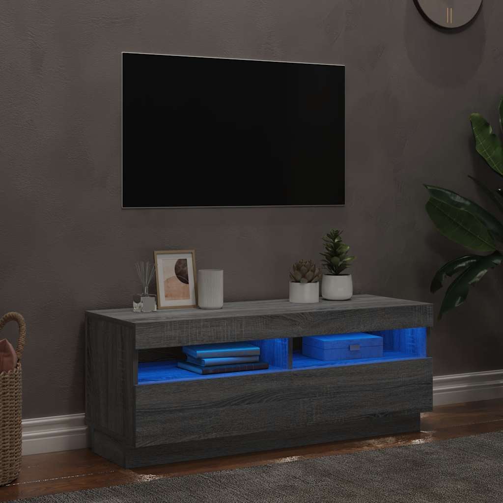 Έπιπλο Τηλεόρασης με LED Γκρι Sonoma 100x35x40 εκ.