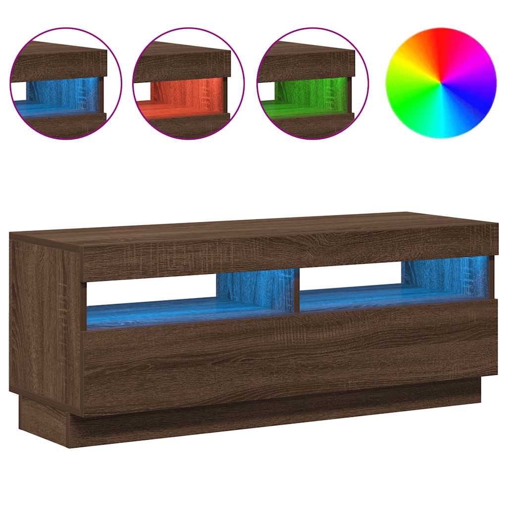 Έπιπλο Τηλεόρασης με LED Καφέ Δρυς 100x35x40 εκ. - Pakobazaar