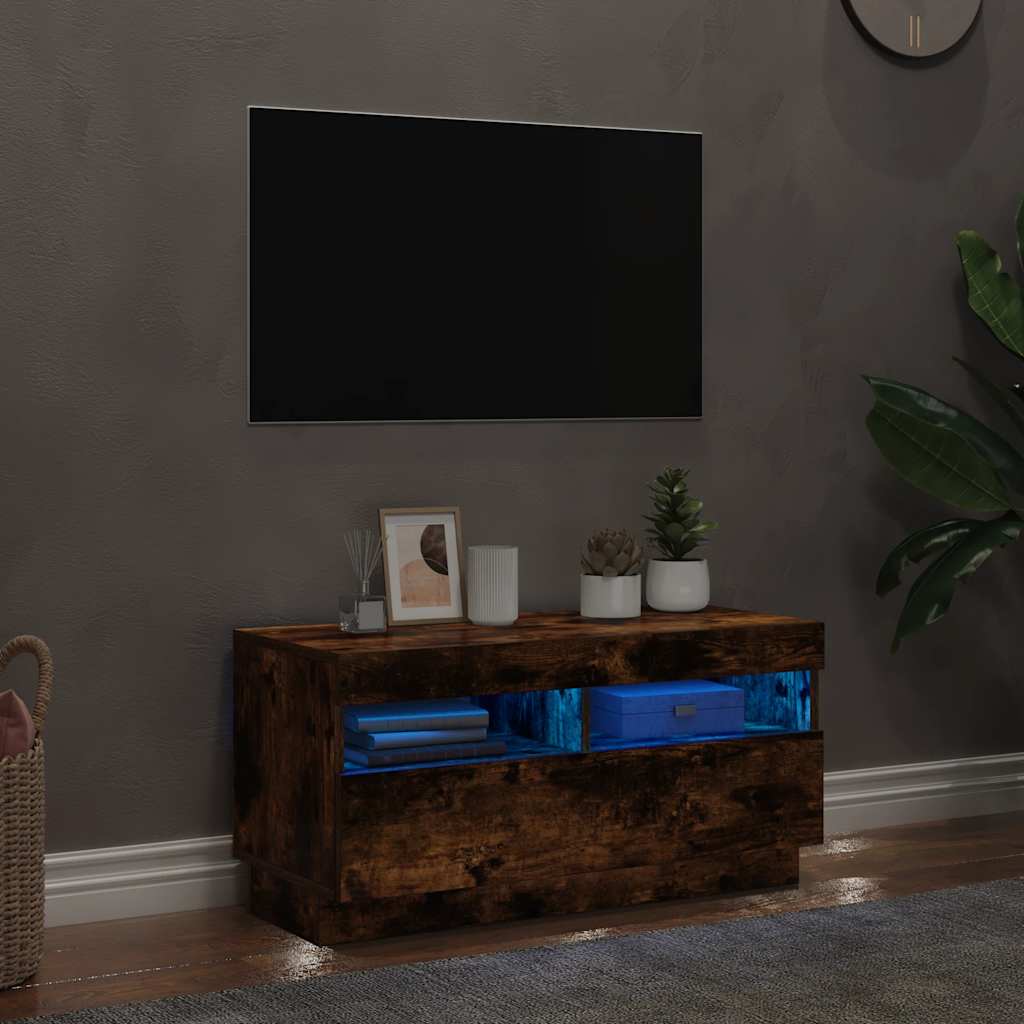 Έπιπλο Τηλεόρασης με LED Καπνιστή Δρυς 80 x 35 x 40 εκ. - Pakobazaar