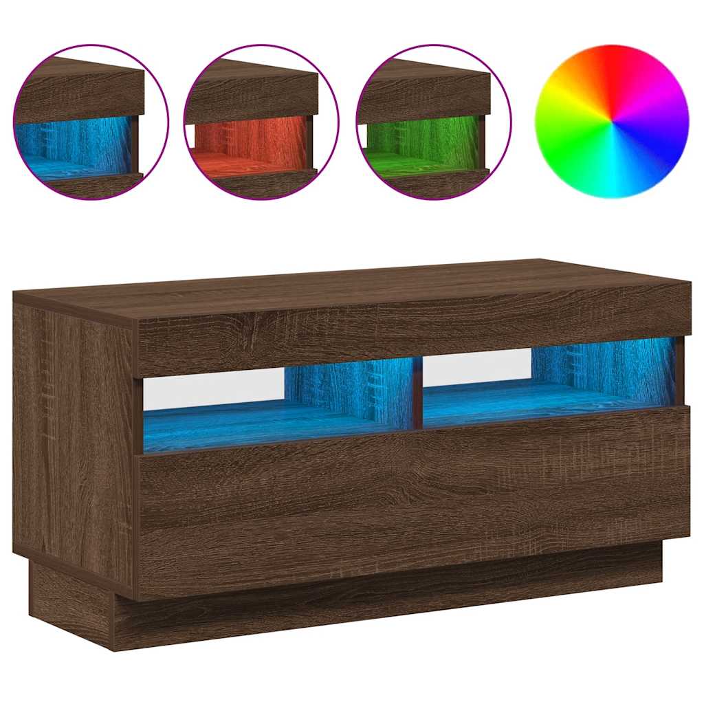 Έπιπλο Τηλεόρασης με LED Καφέ Δρυς 80x35x40 εκ. - Pakobazaar