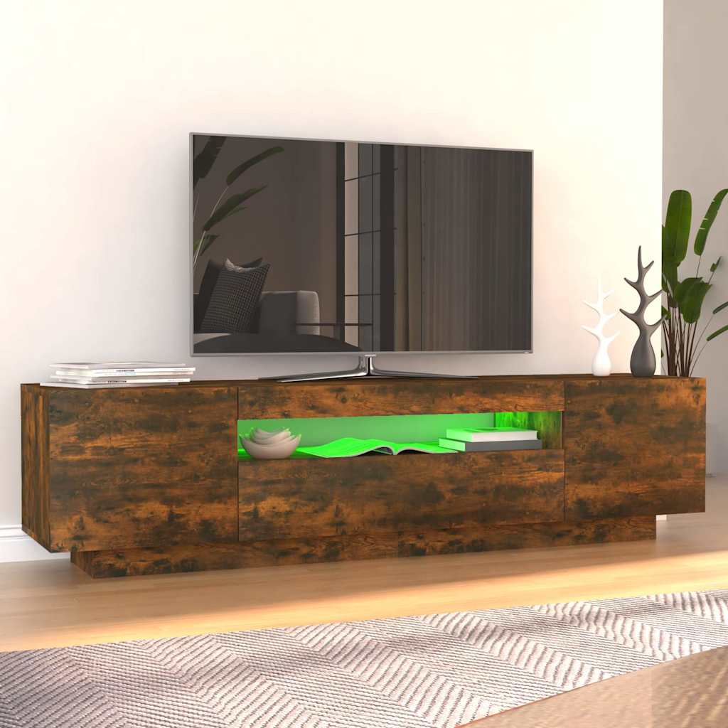Έπιπλο Τηλεόρασης με LED Καπνιστή Δρυς 160x35x40 εκ. - Pakobazaar