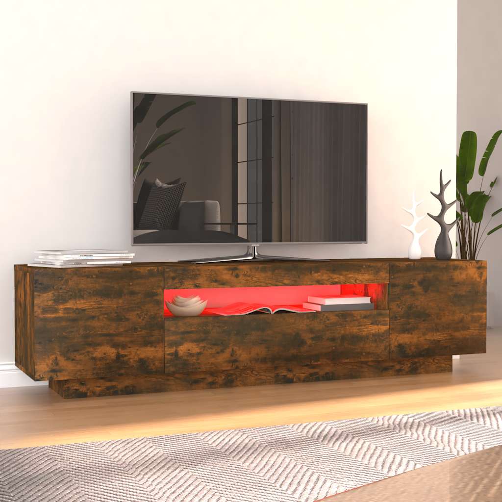 Έπιπλο Τηλεόρασης με LED Καπνιστή Δρυς 160x35x40 εκ. - Pakobazaar