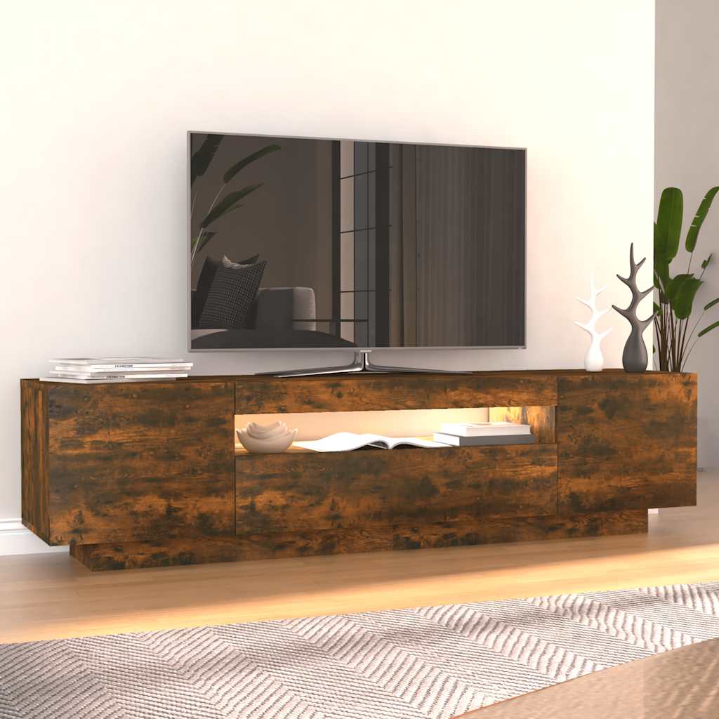 Έπιπλο Τηλεόρασης με LED Καπνιστή Δρυς 160x35x40 εκ. - Pakobazaar
