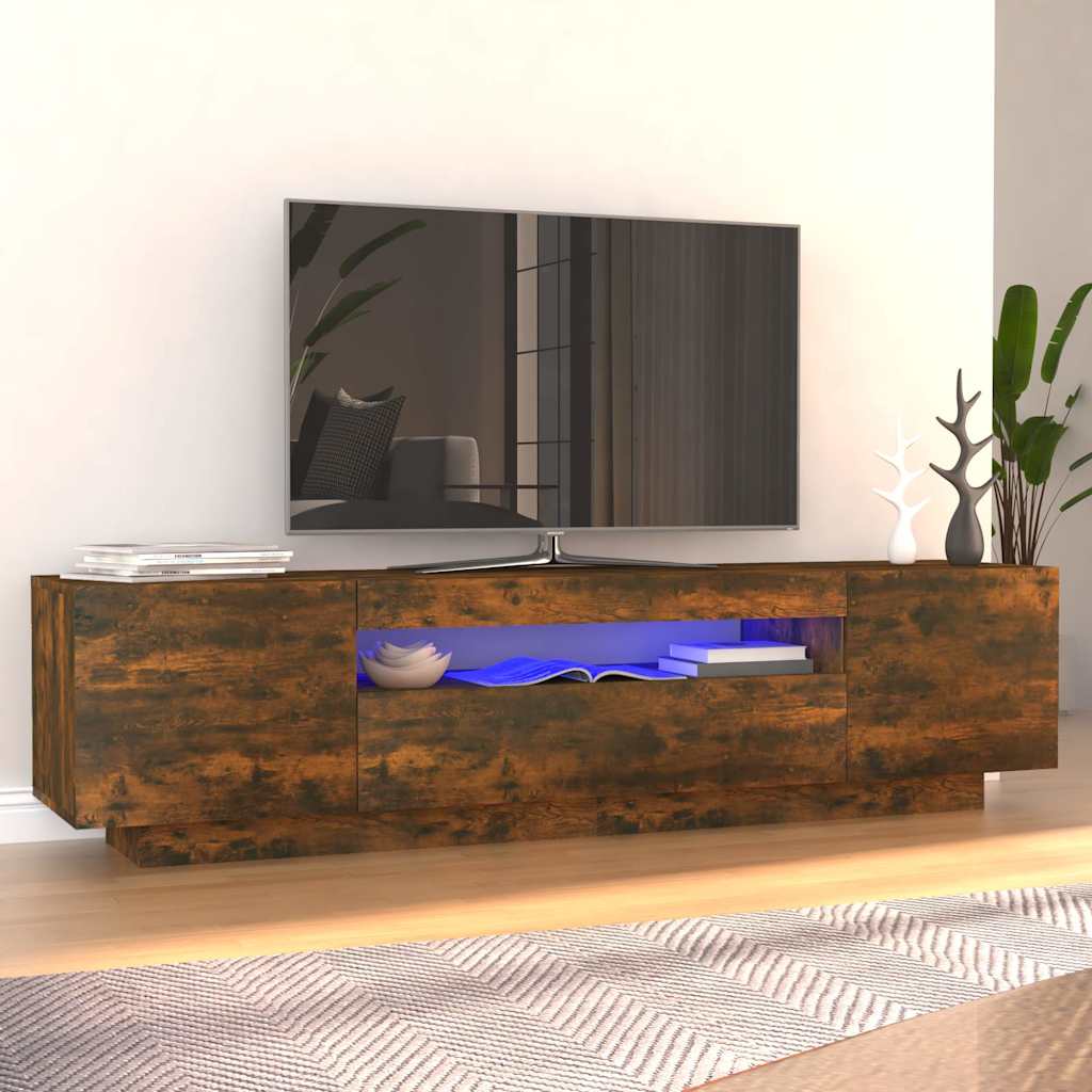 Έπιπλο Τηλεόρασης με LED Καπνιστή Δρυς 160x35x40 εκ. - Pakobazaar