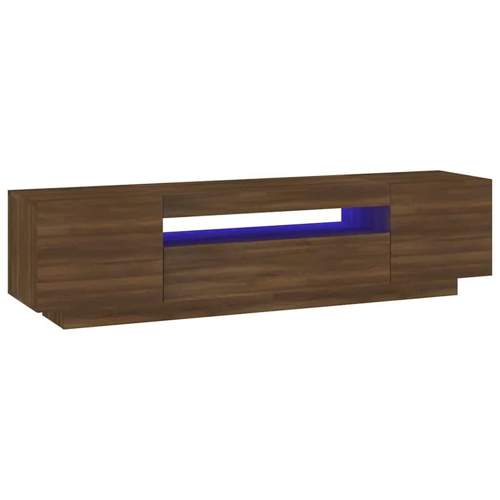 Έπιπλο Τηλεόρασης με LED Καφέ Δρυς 160x35x40 εκ.