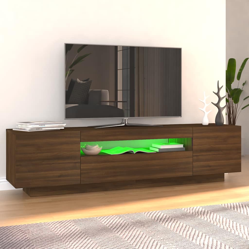 Έπιπλο Τηλεόρασης με LED Καφέ Δρυς 160x35x40 εκ.