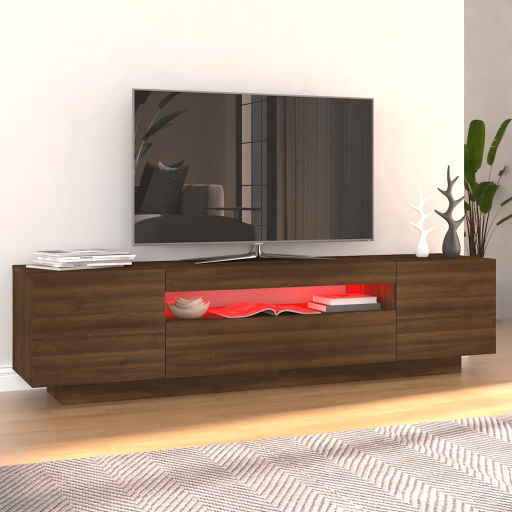 Έπιπλο Τηλεόρασης με LED Καφέ Δρυς 160x35x40 εκ.
