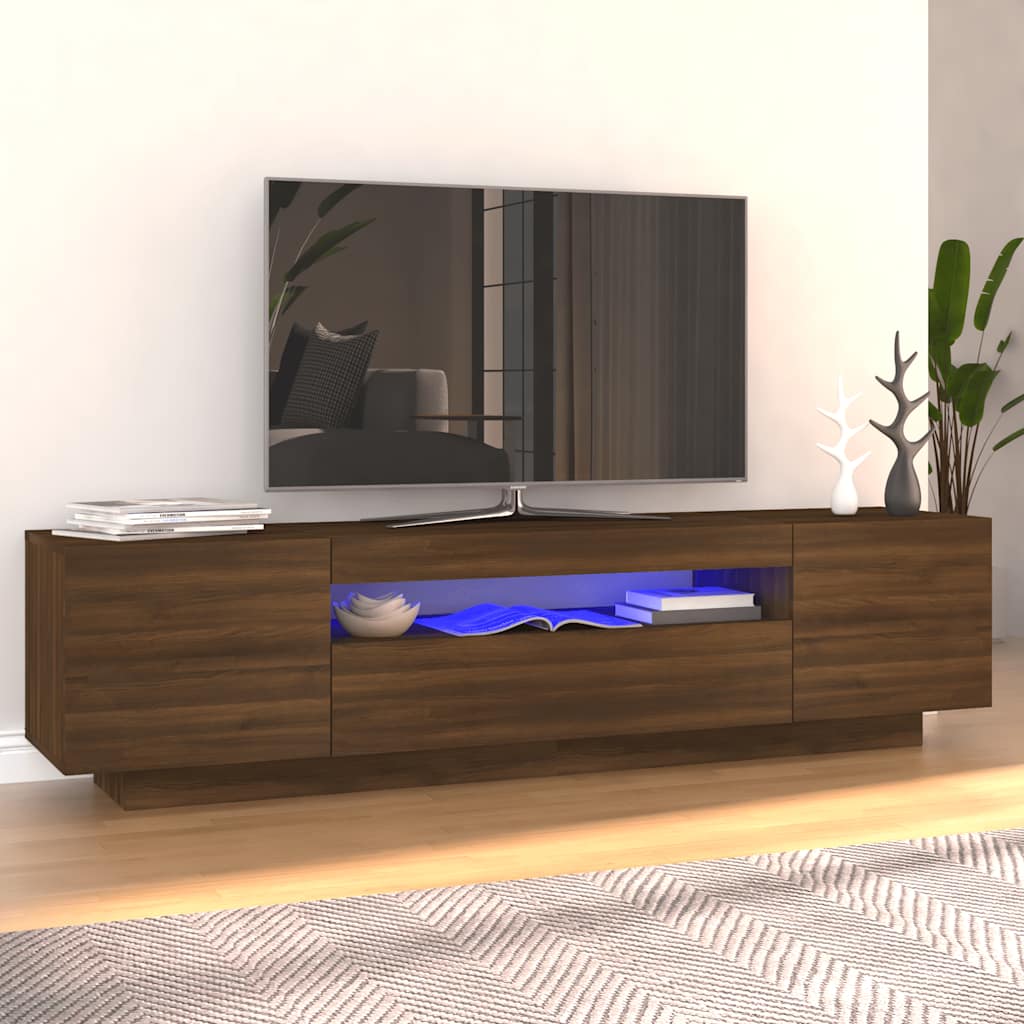 Έπιπλο Τηλεόρασης με LED Καφέ Δρυς 160x35x40 εκ.