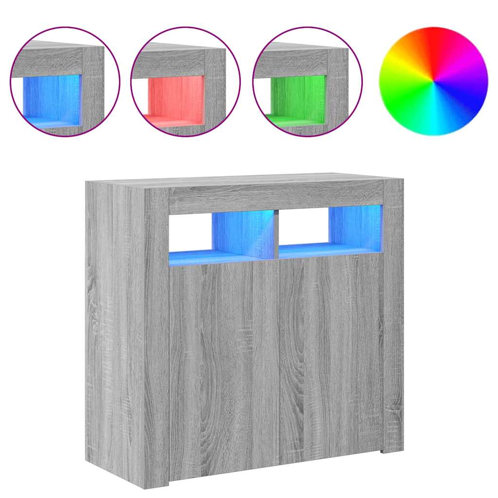 Μπουφές με LED Γκρι Sonoma 80x35x75 εκ. - Pakobazaar