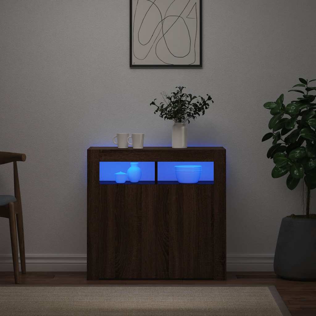 Ντουλάπι με LED Καφέ Δρυς 80 x 35 x 75 εκ. - Pakobazaar