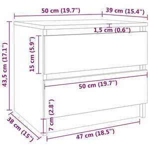 Κομοδίνο Καφέ Δρυς 50 x 39 x 43,5 εκ. από Επεξεργασμένο Ξύλο