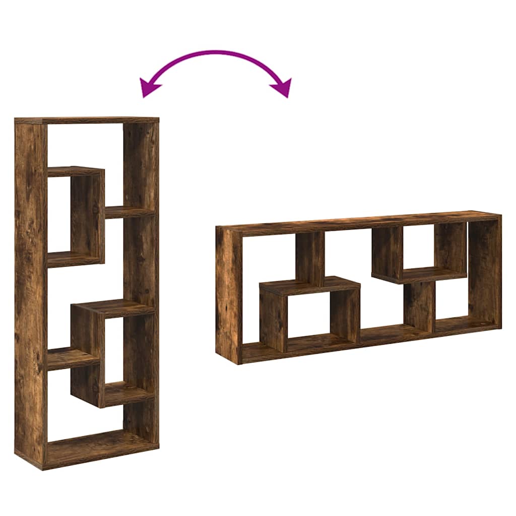 Ραφιέρα Τοίχου Καπνιστή Δρυς 36x16x90 εκ. Επεξεργασμένο Ξύλο