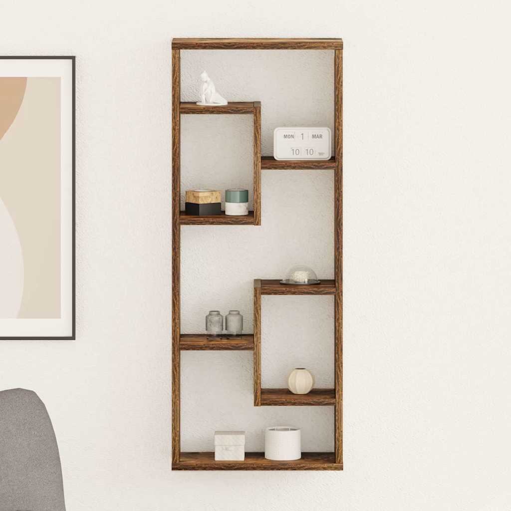 Ραφιέρα Τοίχου Καπνιστή Δρυς 36x16x90 εκ. Επεξεργασμένο Ξύλο