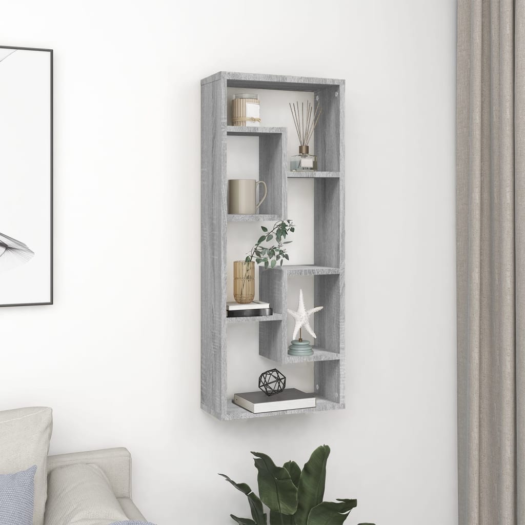 Ραφιέρα Τοίχου Γκρι Sonoma 36x16x90εκ. Επεξεργασμένο Ξύλο - Pakobazaar