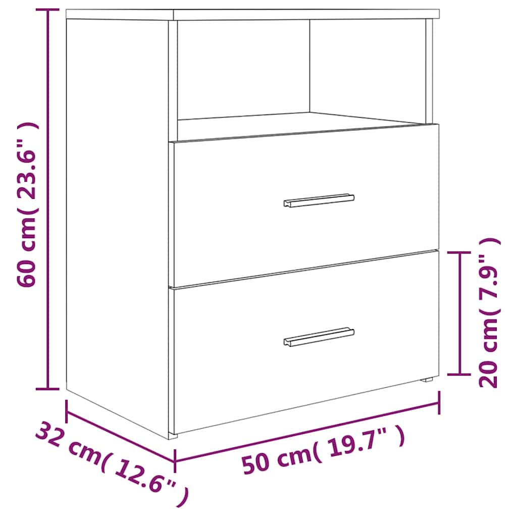 Κομοδίνο Καφέ Δρυς 50 x 32 x 60 εκ.