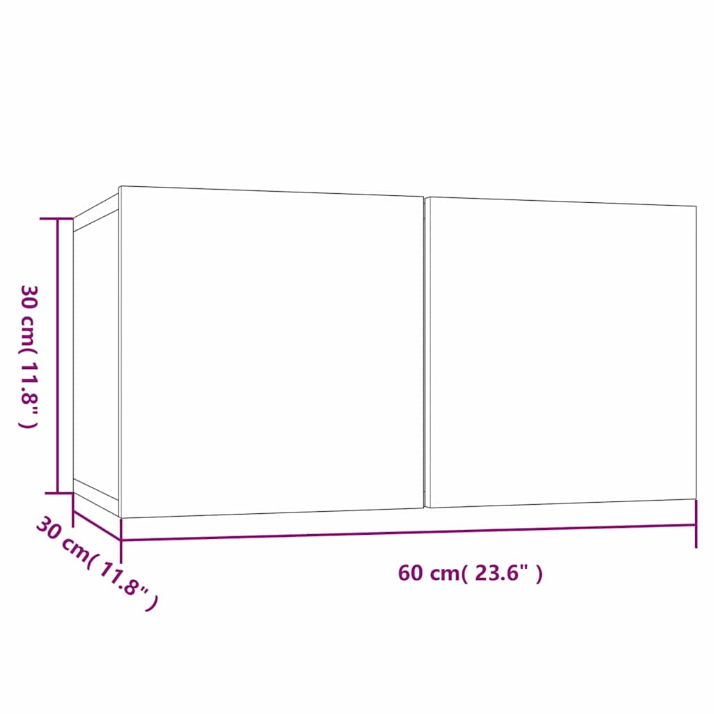 Έπιπλα Τηλεόρασης Κρεμαστά 3 τεμ. Γκρι 60x30x30 εκ. Επεξ. Ξύλο - Pakobazaar