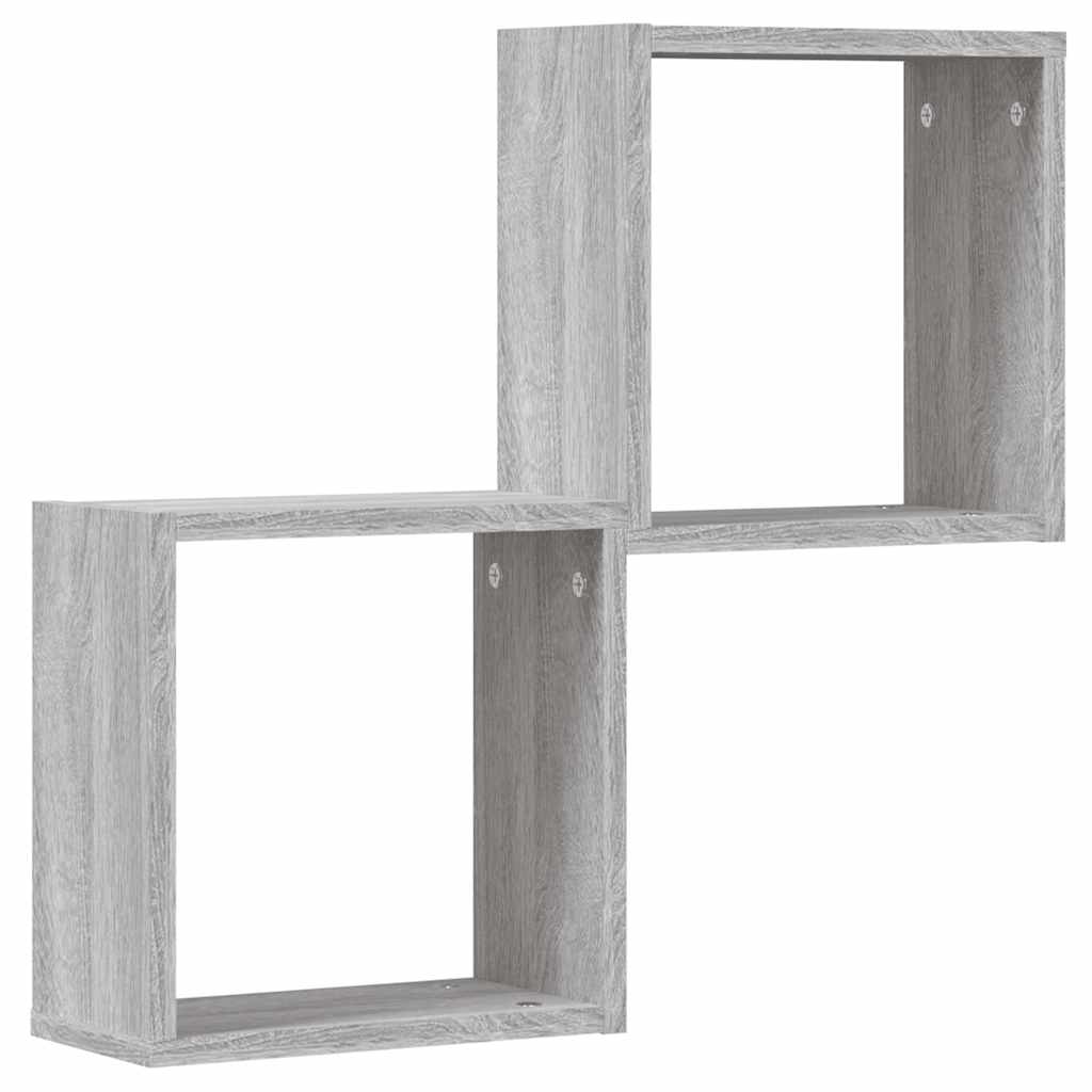 Ράφια Τοίχου Κύβοι 2 τεμ. Γκρι Sonoma 30x15x30 εκ. - Pakobazaar