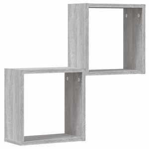 Ράφια Τοίχου Κύβοι 2 τεμ. Γκρι Sonoma 30x15x30 εκ. - Pakobazaar