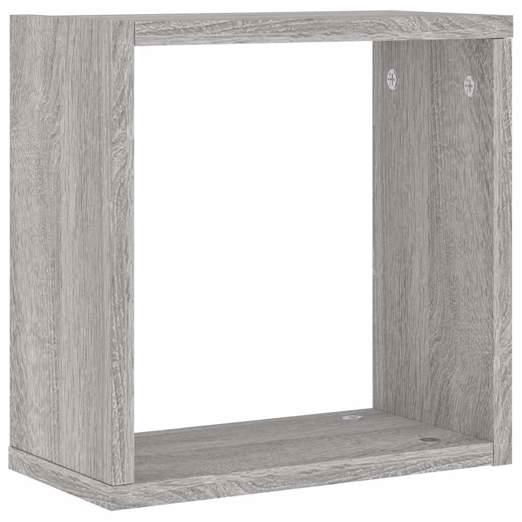 Ράφια Τοίχου Κύβοι 2 τεμ. Γκρι Sonoma 30x15x30 εκ. - Pakobazaar