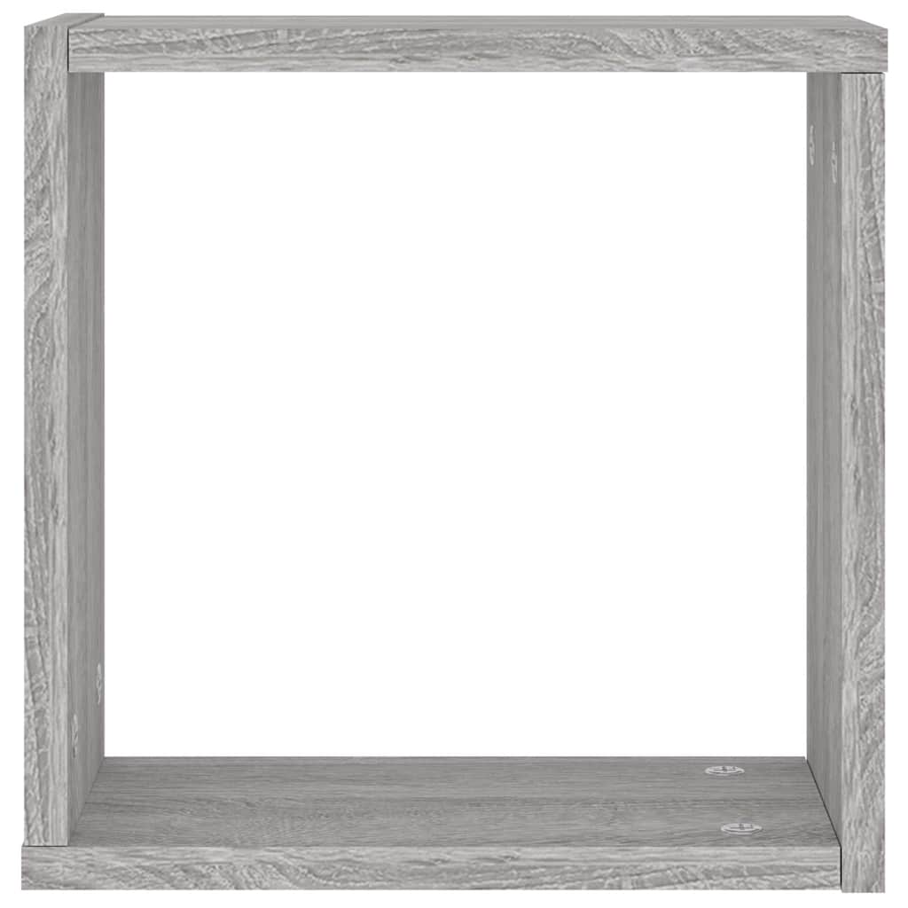 Ράφια Τοίχου Κύβοι 2 τεμ. Γκρι Sonoma 30x15x30 εκ. - Pakobazaar