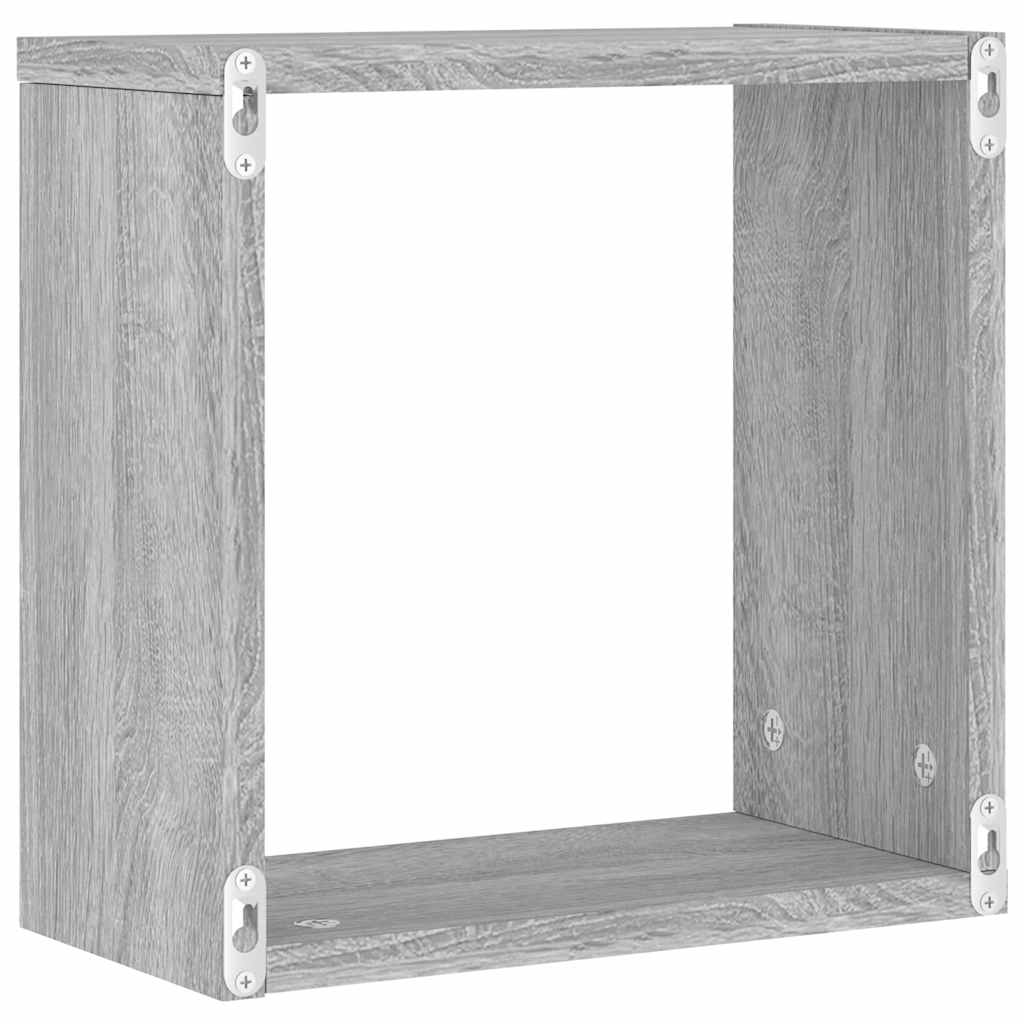 Ράφια Τοίχου Κύβοι 2 τεμ. Γκρι Sonoma 30x15x30 εκ. - Pakobazaar
