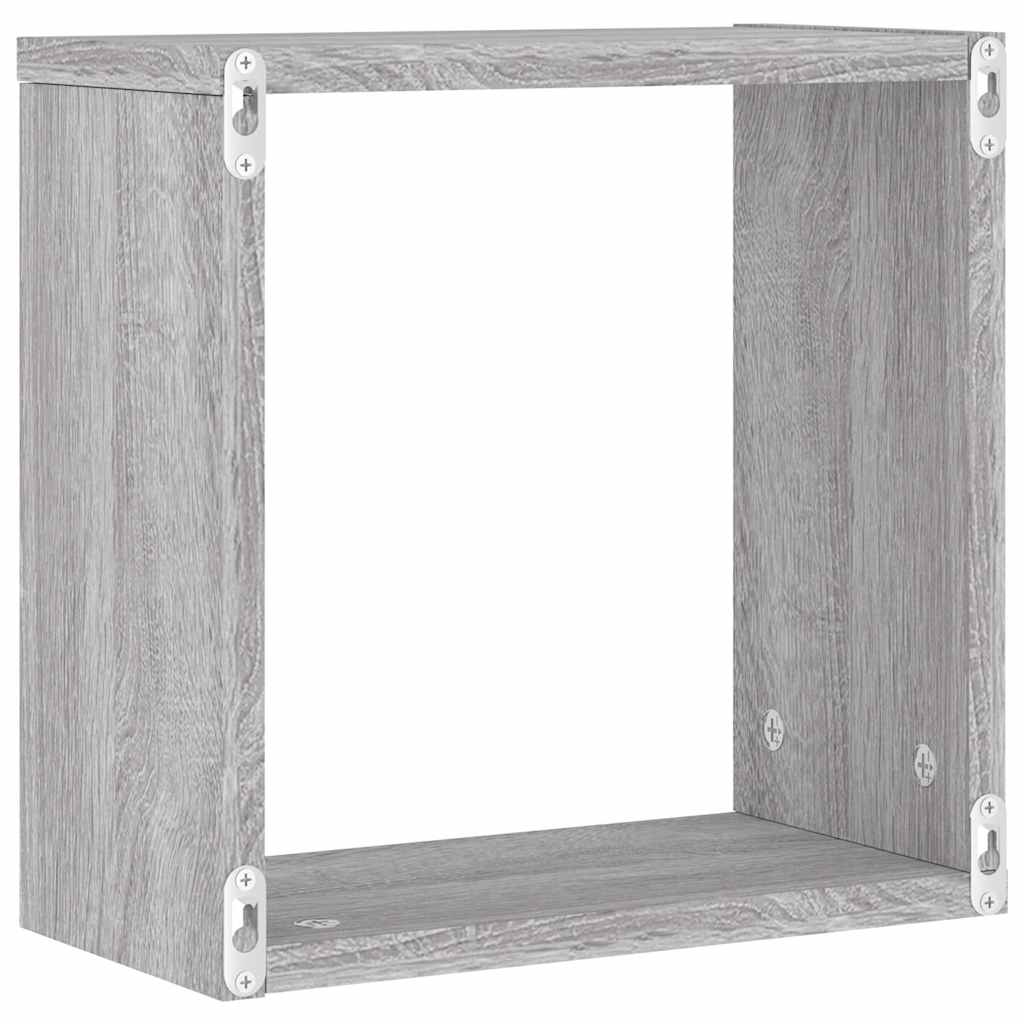 Ράφια Τοίχου Κύβοι 6 τεμ. Γκρι Sonoma 30x15x30 εκ. - Pakobazaar