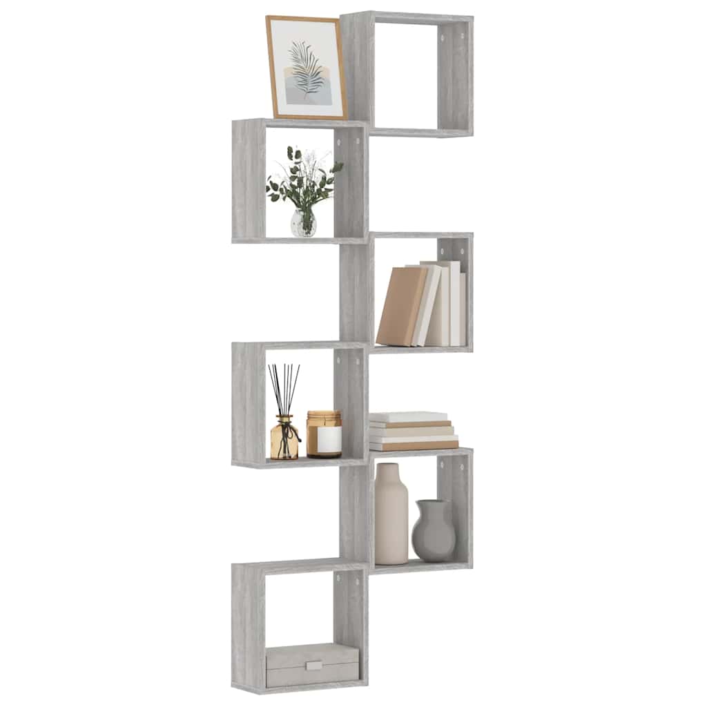 Ράφια Τοίχου Κύβοι 6 τεμ. Γκρι Sonoma 30x15x30 εκ. - Pakobazaar