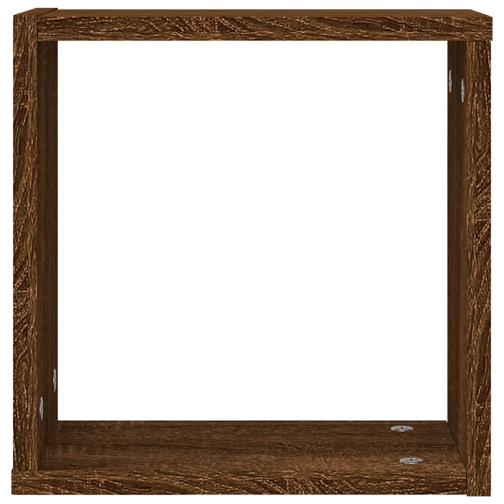 Ράφια Τοίχου Κύβοι 2 τεμ. Καφέ Δρυς 30x15x30 εκ. - Pakobazaar