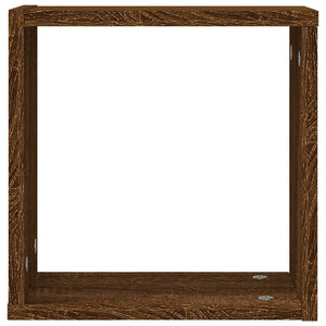 Ράφια Τοίχου Κύβοι 2 τεμ. Καφέ Δρυς 30x15x30 εκ. - Pakobazaar