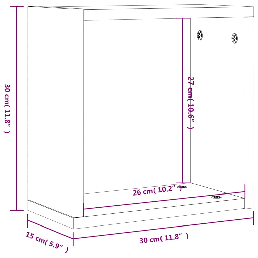 Ράφια Τοίχου Κύβοι 6 τεμ. Καφέ Δρυς 30x15x30 εκ. - Pakobazaar