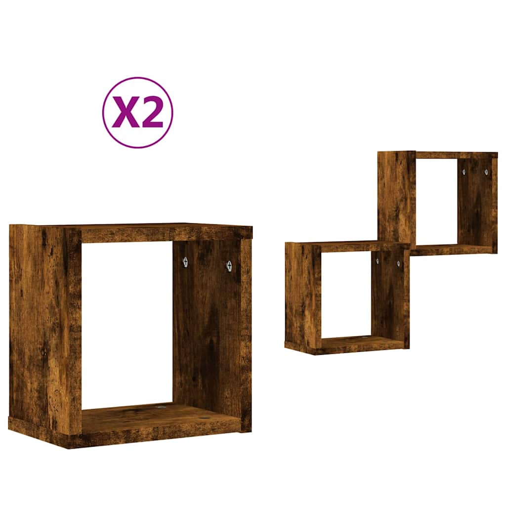 Ράφια Τοίχου με ράφι 2 pcs Καπνιστό Δρύς 26 x 15 x 26 cm