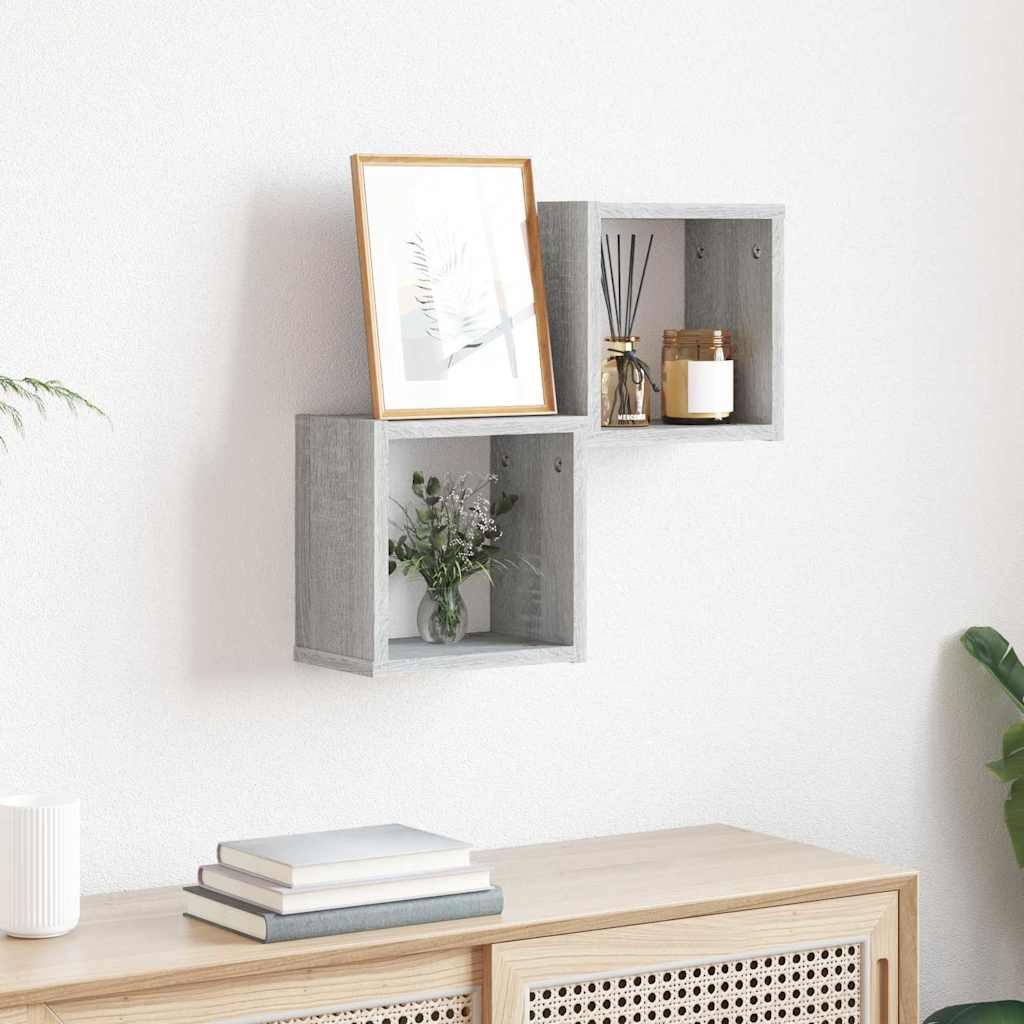 Ράφια Τοίχου με ράφι 2 pcs Γκρίζο Σονομα 26 x 15 x 26 cm
