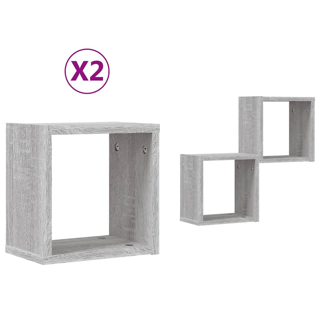 Ράφια Τοίχου με ράφι 2 pcs Γκρίζο Σονομα 26 x 15 x 26 cm