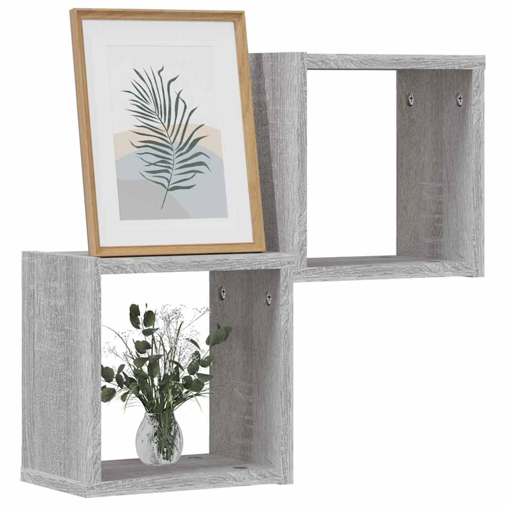 Ράφια Τοίχου με ράφι 2 pcs Γκρίζο Σονομα 26 x 15 x 26 cm