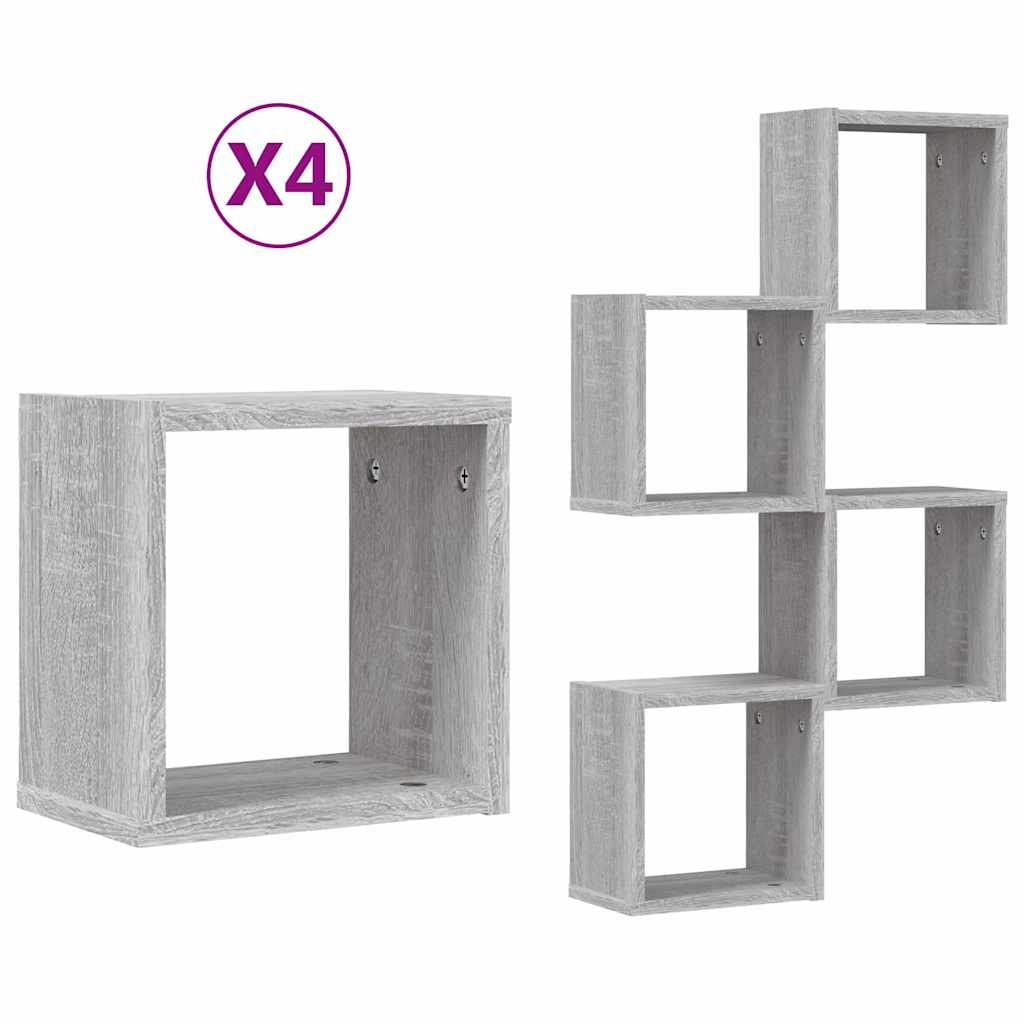 Ράφια Τοίχου με ράφι 4 pcs Γκρίζο Σονομα 26 x 15 x 26 cm