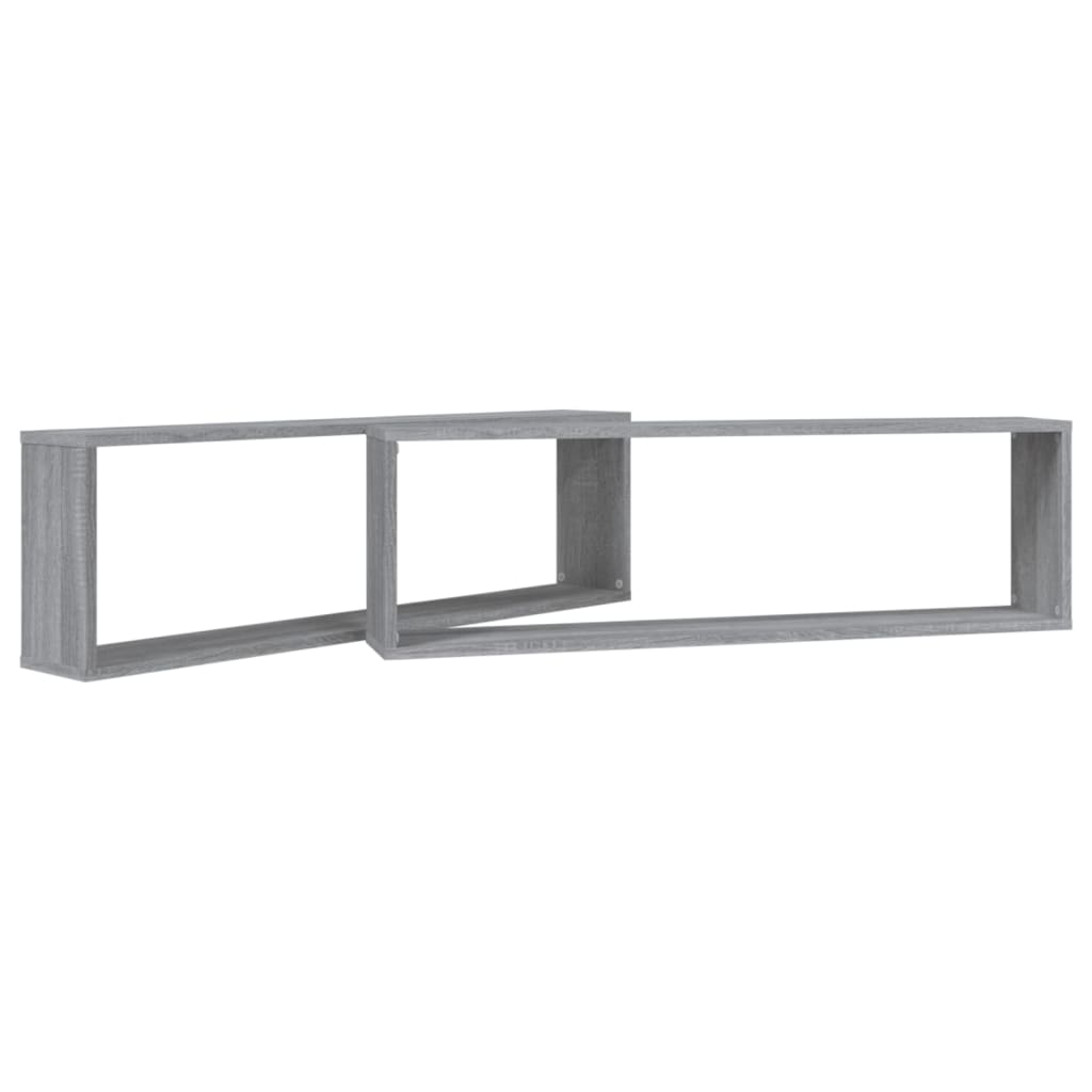 Ραφιέρες Τοίχου Κύβος 2 τεμ Γκρι Sonoma 100x15x30εκ. Επεξ. Ξύλο - Pakobazaar