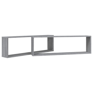 Ραφιέρες Τοίχου Κύβος 2 τεμ Γκρι Sonoma 100x15x30εκ. Επεξ. Ξύλο - Pakobazaar