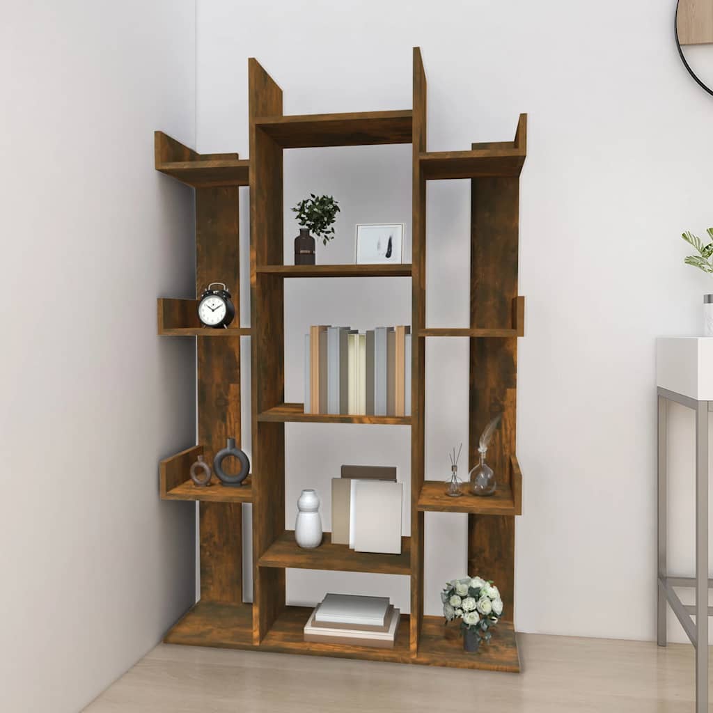 Βιβλιοθήκη Καπνιστή Δρυς 86x25,5x140 εκ. από Επεξεργασμένο Ξύλο