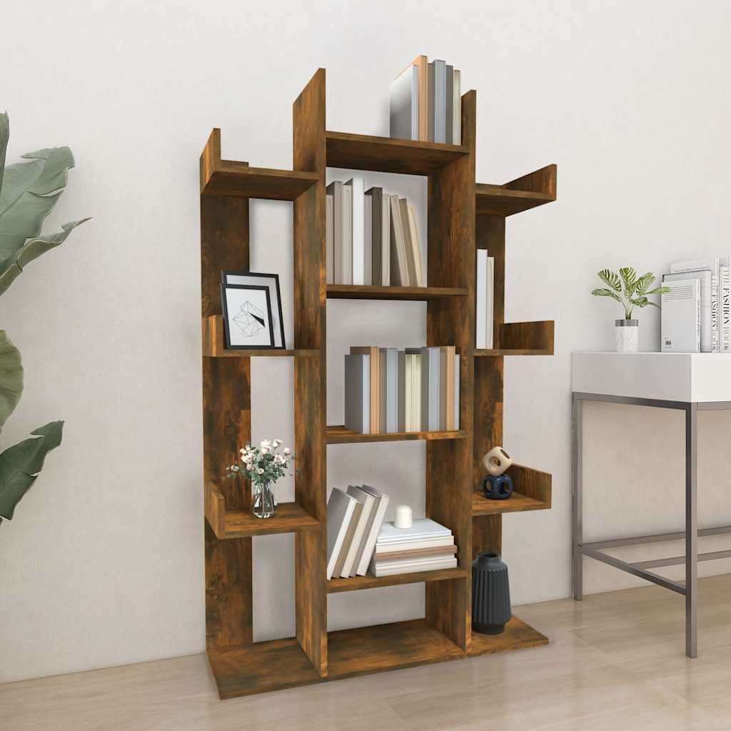 Βιβλιοθήκη Καπνιστή Δρυς 86x25,5x140 εκ. από Επεξεργασμένο Ξύλο