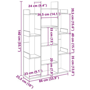 Βιβλιοθήκη Γκρι Sonoma 86x25,5x140 εκ. από Επεξεργασμένο Ξύλο