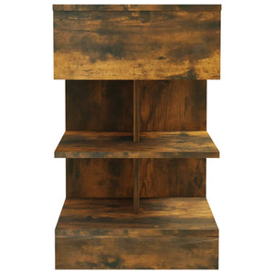 Κομοδίνα 2 Τεμ. Καπνιστή Δρυς 40x35x65 εκ. από Επεξεργ. Ξύλο